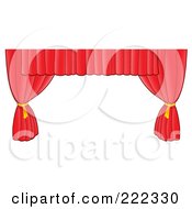 Royalty Free RF Clipart Illustration Of A Long Red Curtain Tied Aside