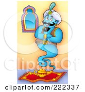 Blue Genie Waiting To Serve His Master