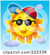 Poster, Art Print Of Happy Summer Sun Wearing A Cap And Shades
