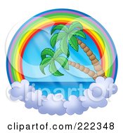 Rainbow And Cloud Circle With The Sea And Palm Trees
