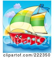 Poster, Art Print Of Happy Sailboat At Sunset