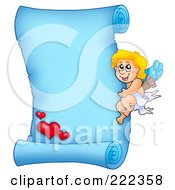 Royalty Free RF Clipart Illustration Of A Blue Parchment Page With Cupid 12
