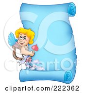 Royalty Free RF Clipart Illustration Of A Blue Parchment Page With Cupid 11