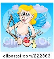 Royalty Free RF Clipart Illustration Of Cupid With A Bow In The Sky 2