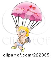 Poster, Art Print Of Cupid With A Be My Valentine Parachute