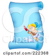 Royalty Free RF Clipart Illustration Of A Blue Parchment Page With Cupid 9