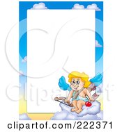 Royalty Free RF Clipart Illustration Of A Cupid And Sky Frame Border Around White Space 4