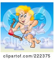 Royalty Free RF Clipart Illustration Of Cupid With A Bow In The Sky 3