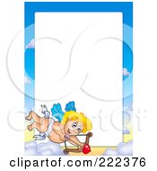 Royalty Free RF Clipart Illustration Of A Cupid And Sky Frame Border Around White Space 2
