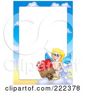Royalty Free RF Clipart Illustration Of A Cupid And Sky Frame Border Around White Space 7