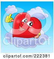 Poster, Art Print Of Red Heart Holding A Thumb Up On A Cloud