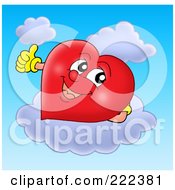 Royalty Free RF Clipart Illustration Of A Red Heart Holding A Thumb Up On A Cloud