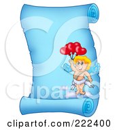 Royalty Free RF Clipart Illustration Of A Blue Parchment Page With Cupid 6 by visekart
