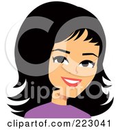 Royalty Free RF Clipart Illustration Of A Black Haired Woman Smiling 1