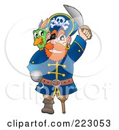Royalty Free RF Clipart Illustration Of A Male Pirate Holding Up His Sword 2