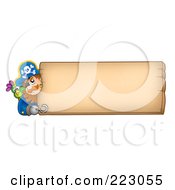 Poster, Art Print Of Male Pirate Looking Around A Blank Wooden Sign
