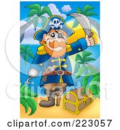 Royalty Free RF Clipart Illustration Of A Pirate Man With A Treasure Chest 6