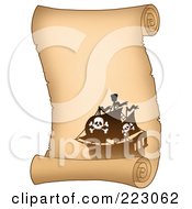 Royalty Free RF Clipart Illustration Of A Pirate Ship On A Vertical Parchment Page 3