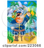Royalty Free RF Clipart Illustration Of A Pirate Man With A Treasure Chest 5
