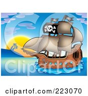 Royalty Free RF Clipart Illustration Of A Pirate Ship 5