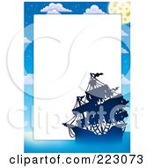 Poster, Art Print Of Pirate Ship Frame Around White Space - 1