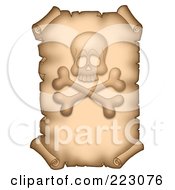 Poster, Art Print Of Aged Vertical Parchment Page With A Skull And Crossbones