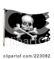 Black Jolly Roger Pirate Flag With Holes
