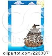 Poster, Art Print Of Pirate Ship Frame Around White Space - 2