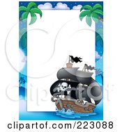 Poster, Art Print Of Pirate Ship Frame Around White Space - 5
