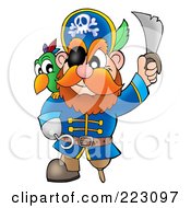 Poster, Art Print Of Male Pirate Holding Up His Sword - 1