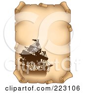 Poster, Art Print Of Pirate Ship On A Vertical Parchment Page - 4