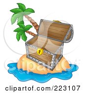 Poster, Art Print Of Empty Treasure Chest On A Tropical Island