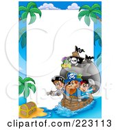 Poster, Art Print Of Pirate And Ship Border Around White Space