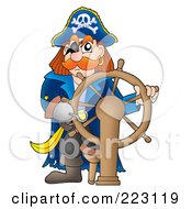 Poster, Art Print Of Male Pirate With A Ships Helm