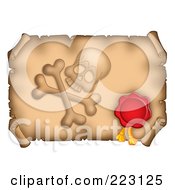 Royalty Free RF Clipart Illustration Of A Wax Seal And Skull With Crossbones On A Horizontal Parchment Page by visekart
