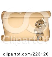 Royalty Free RF Clipart Illustration Of A Pirate On A Horizontal Parchment Page