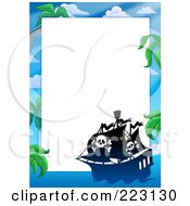Poster, Art Print Of Pirate Ship Frame Around White Space - 3