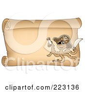 Poster, Art Print Of Pirate Octopus On A Horizontal Parchment Page
