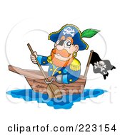 Poster, Art Print Of Male Pirate Paddling A Boat
