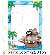 Poster, Art Print Of Pirate Ship Frame Around White Space - 4