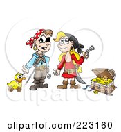 Poster, Art Print Of Boy And Girl Playing Pirates