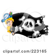 Poster, Art Print Of Pirate Girl Holding A Sword Over A Black Flag