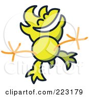 Royalty Free RF Clipart Illustration Of A Yellow Chicken Jumping And Smiling 2 by Zooco