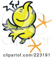 Royalty Free RF Clipart Illustration Of A Yellow Chicken Sliding