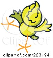 Poster, Art Print Of Yellow Chicken Jumping And Smiling - 3