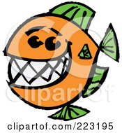 Happy Orange And Green Fish With A Big Toothy Smile