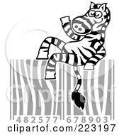 Royalty Free RF Clipart Illustration Of A Cool Zebra Relaxing On A Zebra Patterned Bar Code