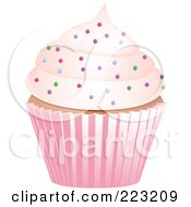 Poster, Art Print Of Sprinkled Cupcake In A Pink Wrapper
