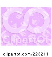 Poster, Art Print Of Seamless Purple Background Pattern Of Cupcakes