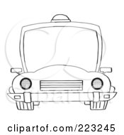 Poster, Art Print Of Coloring Page Outline Of A Frontal View Of A Police Car With A Light On The Roof